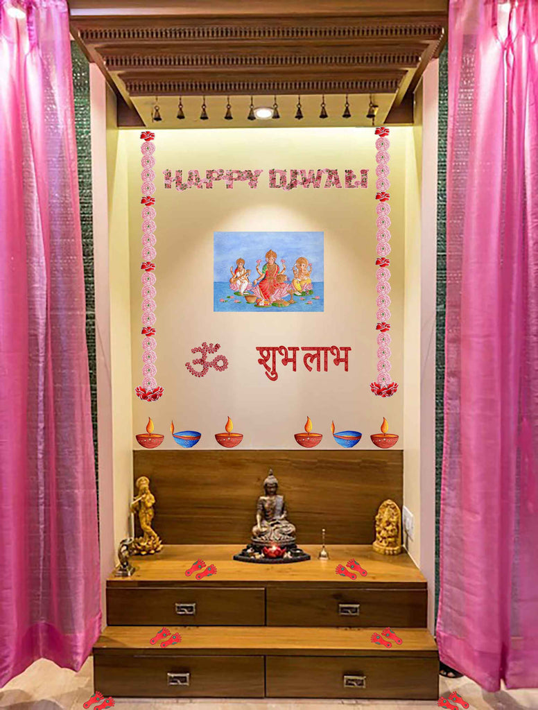 Kannika Art Diwali Decor Diwali Decoration Bundle - Pink | Easy Decal