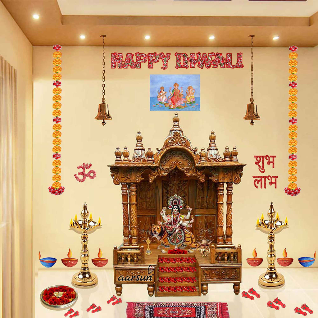 Kannika Art Diwali Decor Diwali Decoration Bundle - Red | Easy Decal