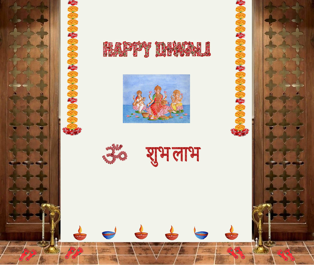 Kannika Art Diwali Decor Diwali Decoration Bundle - Red | Easy Decal